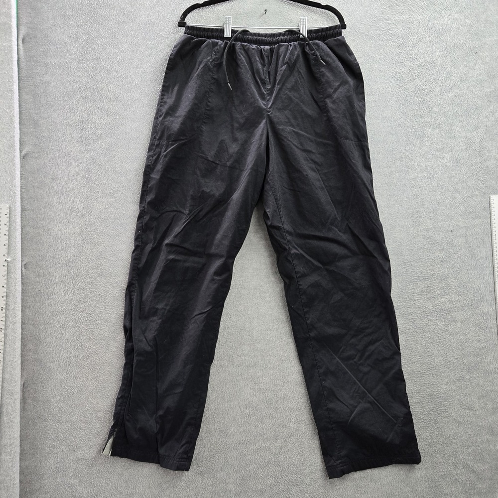 VINTAGE Nike Men Activewear Pants L Black 90s Logo Red Swoosh Embroidery READ